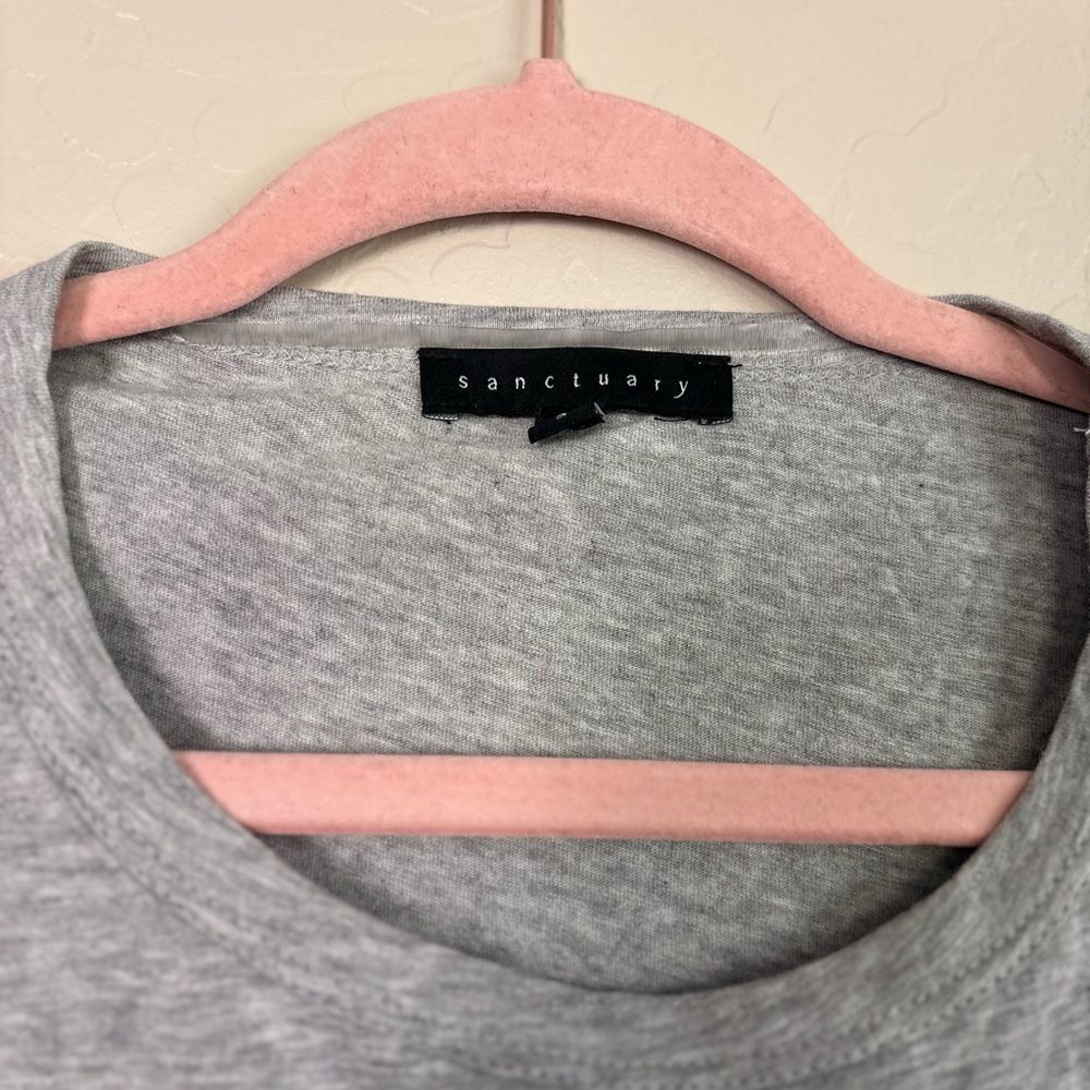 Sanctuary Gray Asymmetrical Ruffle Short Sleeve Top Small - Picture 3 of 6